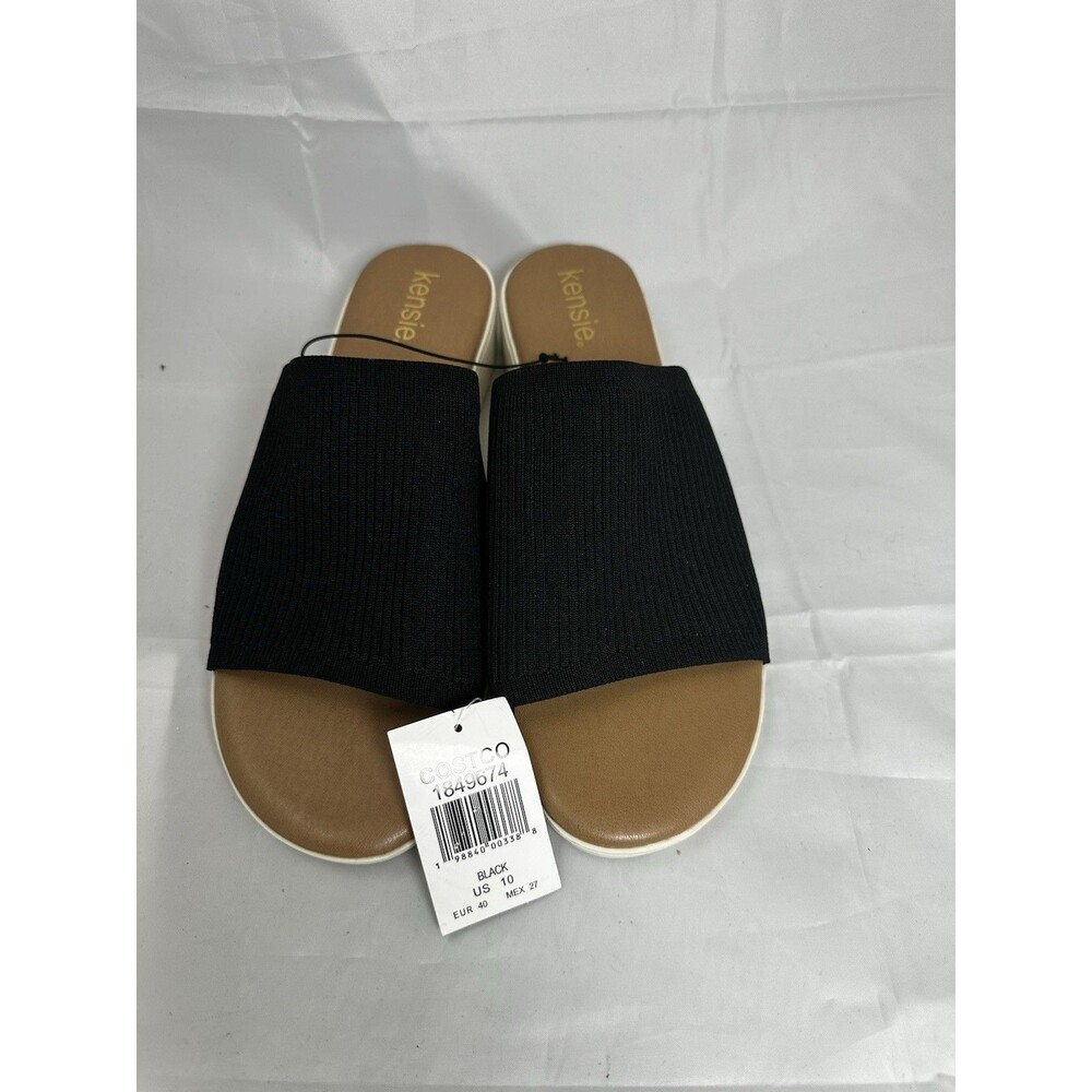 Kensie Ellie Knit Slip On Sandals Black Women’s Size 10 NEW without box